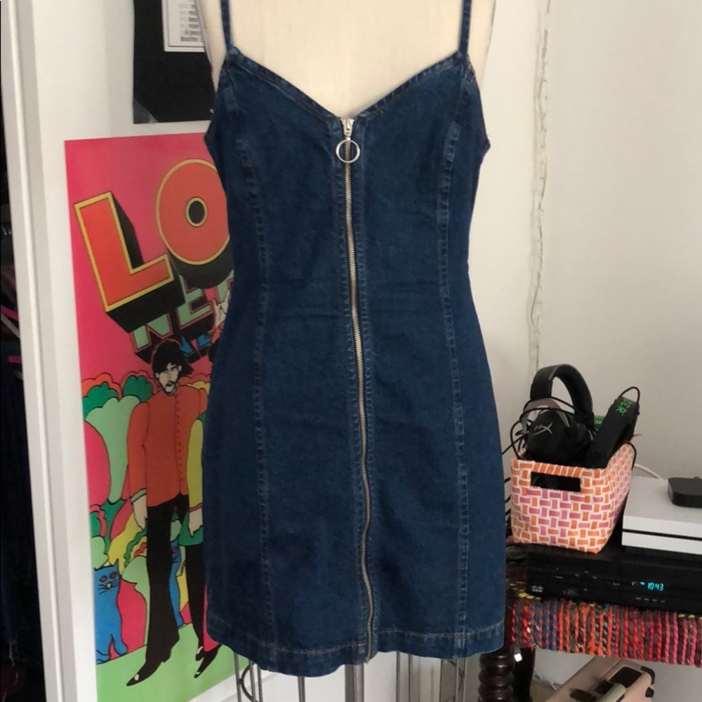 Denim zip up dress